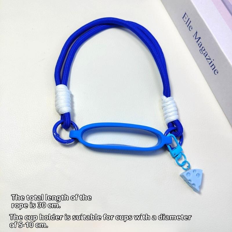 Candy Color Silicone Water Bottle Handle Strap Water Bottle Lanyard Hanging Rope Detachable Strap Bottles Cup Accessories