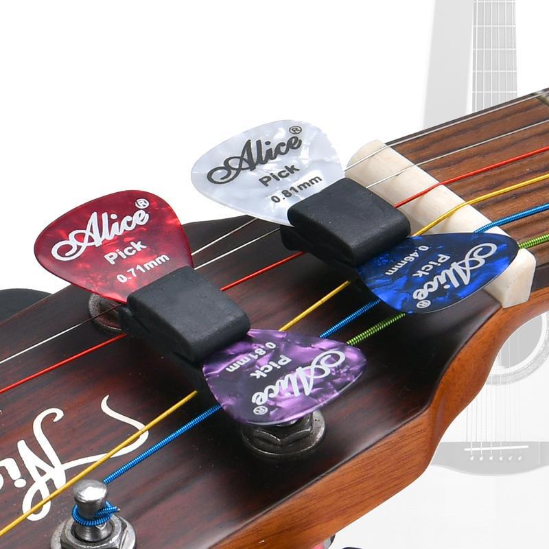 5Pcs Black Rubber Guitar Pick Holder with Guitar Pick Fix On Headstock for Guitar Bass Ukulele Cute Guitar Accessories TMZ