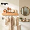 Modern Wood Wall Hanger Wooden Key Holder with 6 Hooks, Decorative Entryway Organizer Pet Leash for Rack, Easy Mount Installation Home Office