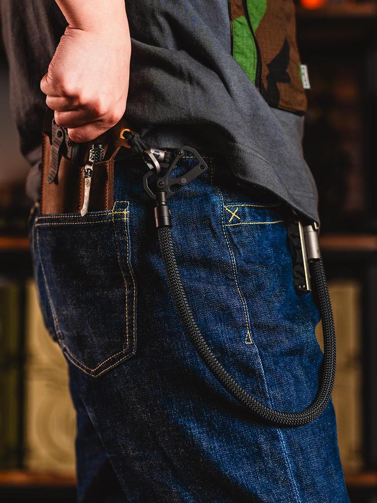 KeyUnity KD02 Wallet Chain for Men [Titanium Alloy Carabiner + Belt Keychain + Polyester Rope Chain] Men's Keychain Jeans Chain (KD02BB)