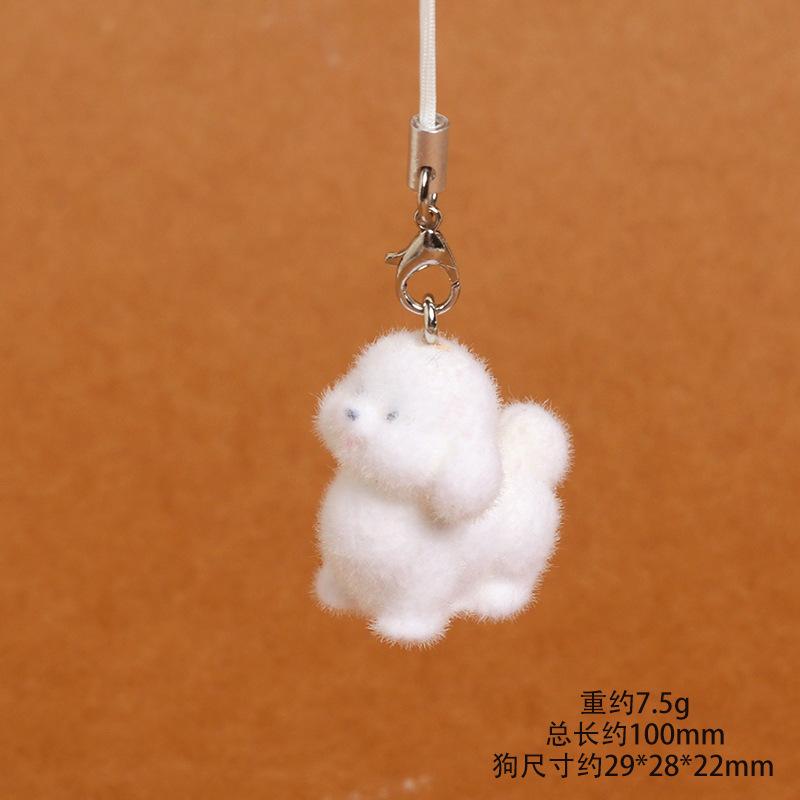 Flocked Puppy for Women Girl Mobile Phone Lanyard Dog Lovers Bag Charms Tremdy Key Chains Couple Friend Kids Gift Bag Charm