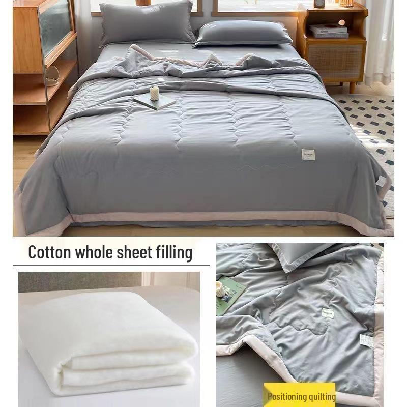 Washable Cotton Summer Quilt - Lightweight Thin Quilt for Home, Dorm, or Single Use
