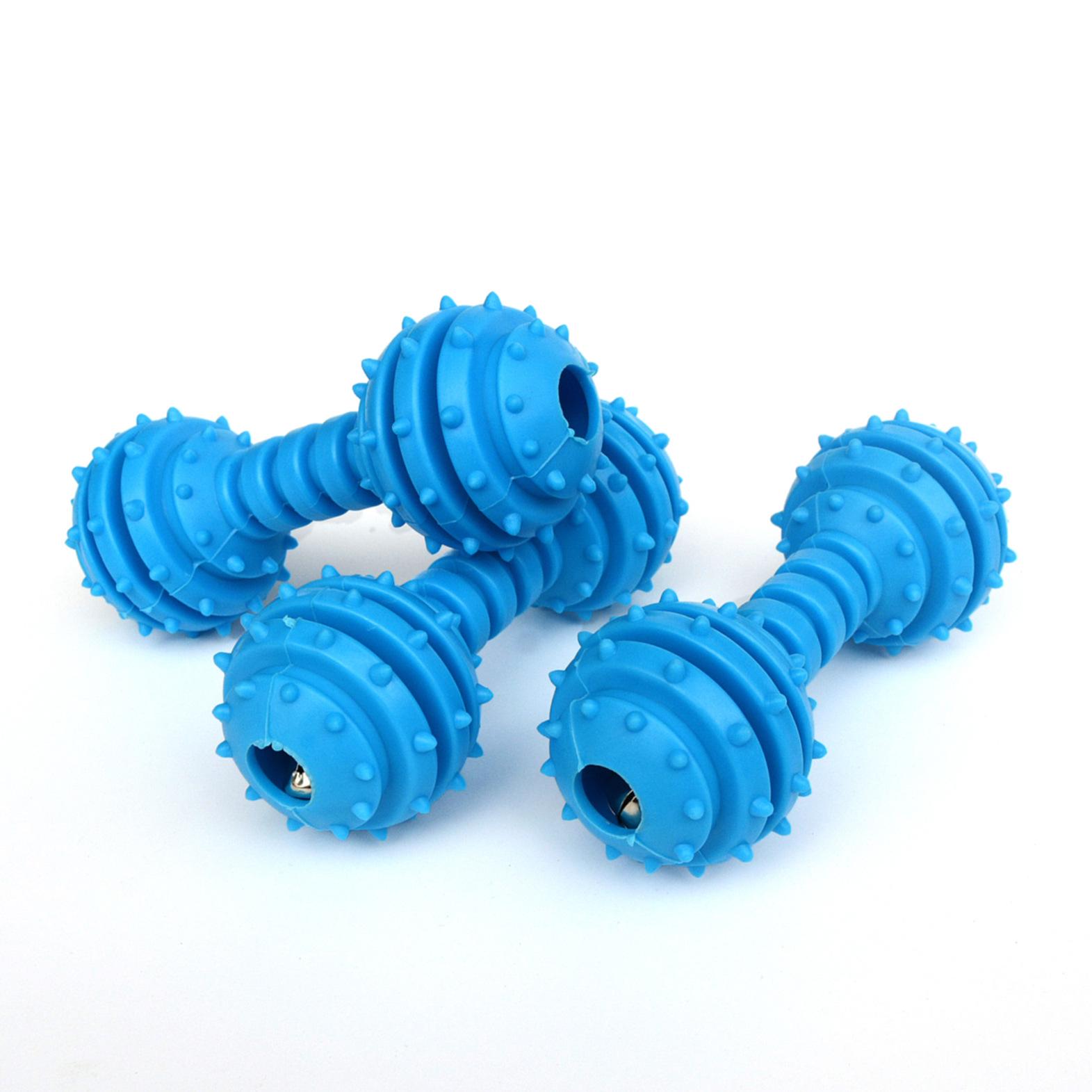 

Durable TPR Spiky Ring Barbell Teething Dog Toy синій