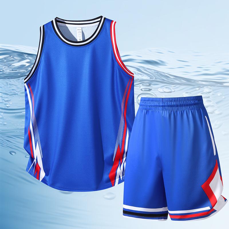 

Men s Outdoor Basketball Training Sports Loose and Comfortable Set Summer Fashion Trend Sports Vest Five Point Shorts Set XXXL синий