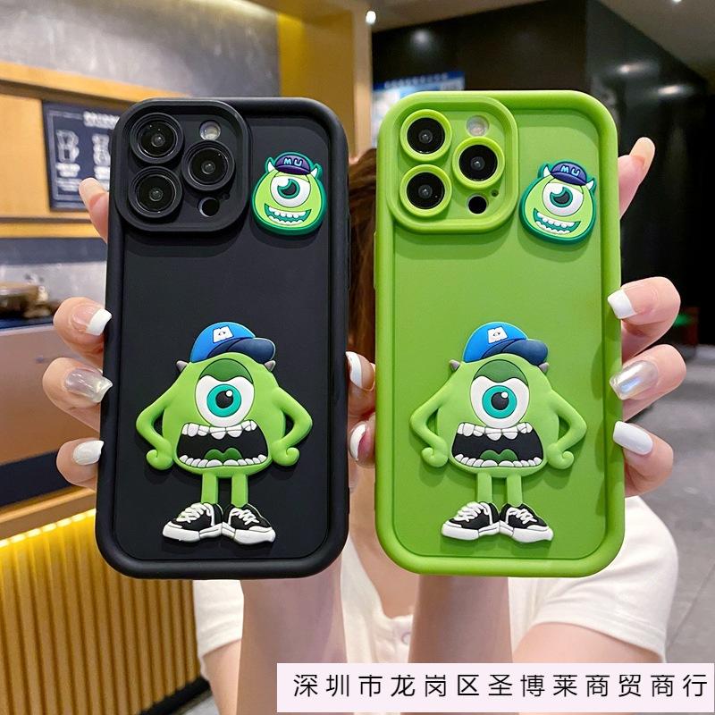 Applicable to Samsung S24 mobile phone case A35 green one-eyed monster A32 A21S three-dimensional cartoon doll foreign trade tide case