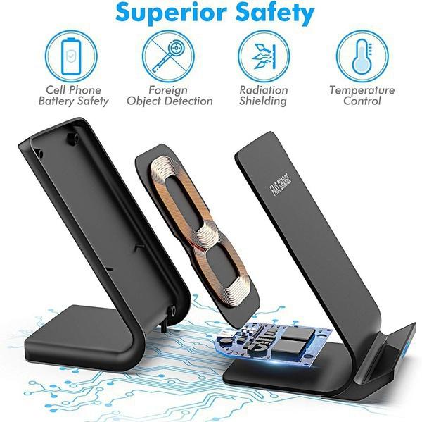 Nytt superrask ladestativ 50W Qi trådløs ladestasjon for iPhone 14 13 12 11 Pro Max X Xs Xr 8 Samsung Galaxy S30 S21 S20 S10