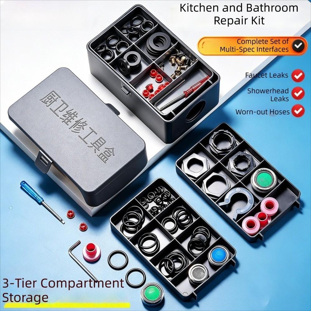 Split Storage Tray Plumbing Parts Box Multifunctional Faucet Repair Kit Plumbing Seal Kit