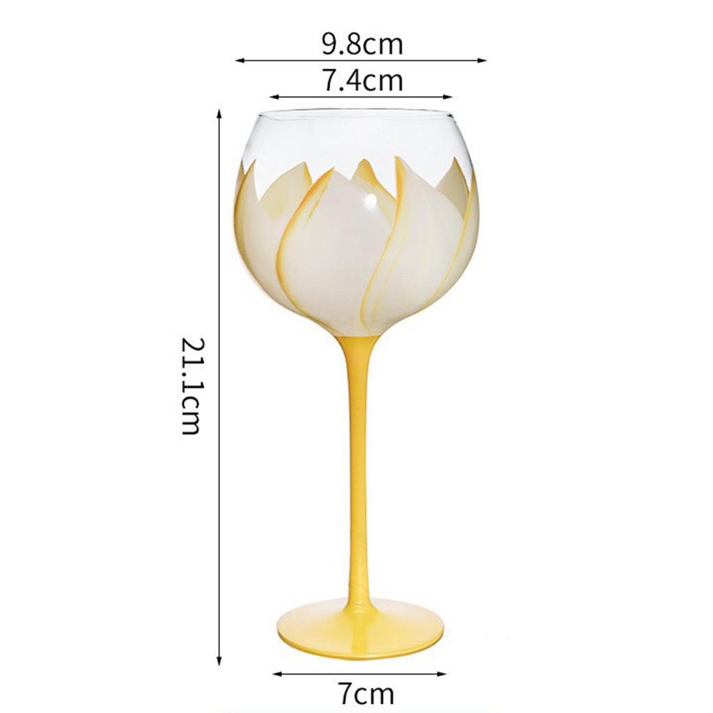 Floral Goblet Stemware Ornament Decoration Gifts Photo Props Hand Painted 440ml Drinks Glass for