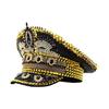 Shimmering Marine Hat with Rivet Studs Rhinestones Decors for Women Girl Roleplay Game and Stage Performances Dressingup