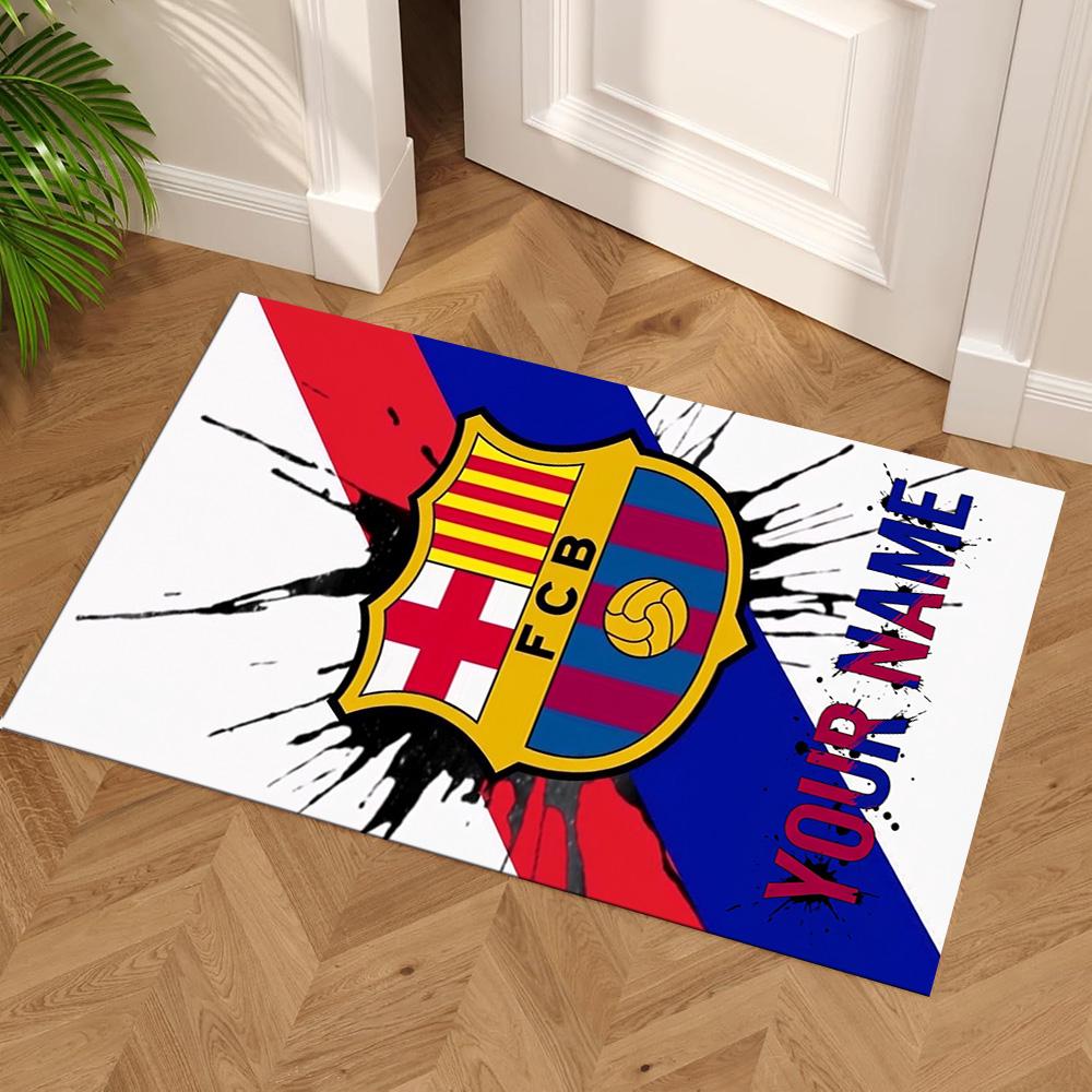 Barcelona Club Personalized Name Floor Rug Office Rug Perfect for Foyer Game Room Entryway Dormitory Antislip Carpet Anime Office Decor