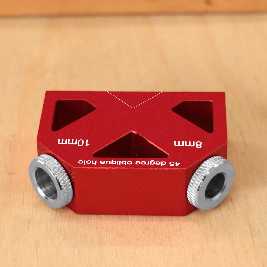 45° Angle Hole Drill Guide or W/ Drill Bit Set, Pocket Hole Jig Woodworking Inclined Hole Fixture Aluminum Positioner Joint Tool