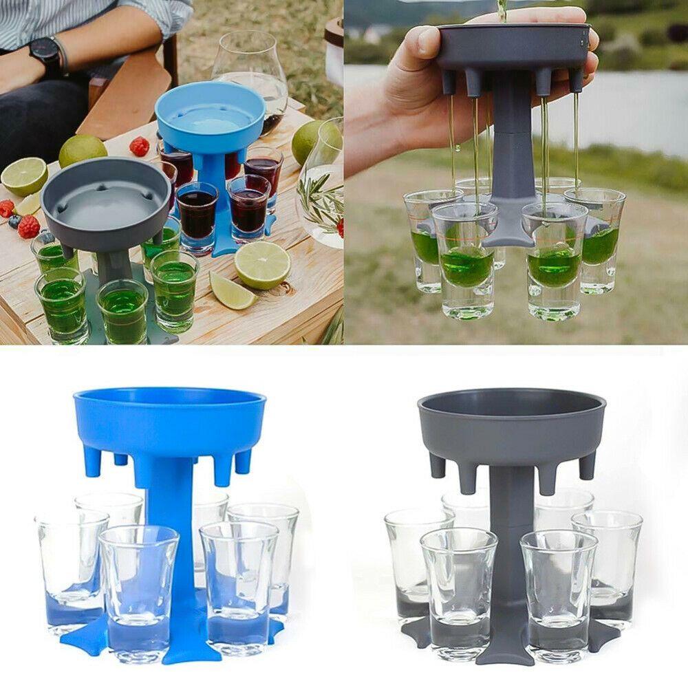 Unique 6 Shot Glass Dispenser And Carrier With Biodegradable Holder For Events