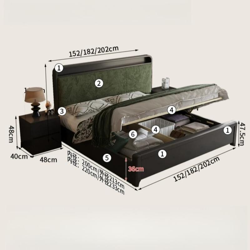Wooden Hotel Bed European Sleeping Luxury Headboard Storage Bed Unique Aesthetic Camarotes Para Dormitorio Home Accessories