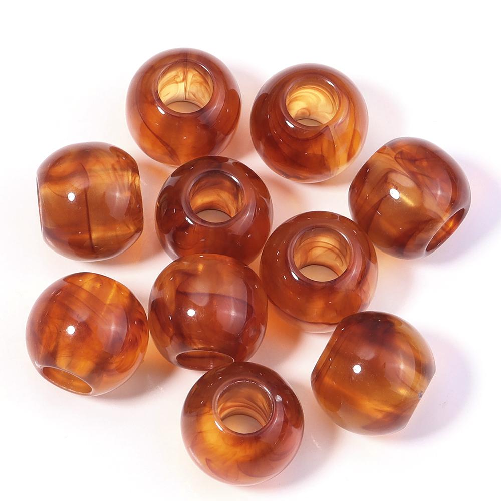

10-200pcs/lot 8-20mm Amber Color Large Hole Beads Loose Spacer Round Acrylic Beads For DIY Bracelet Necklace Jewelry Wholesale