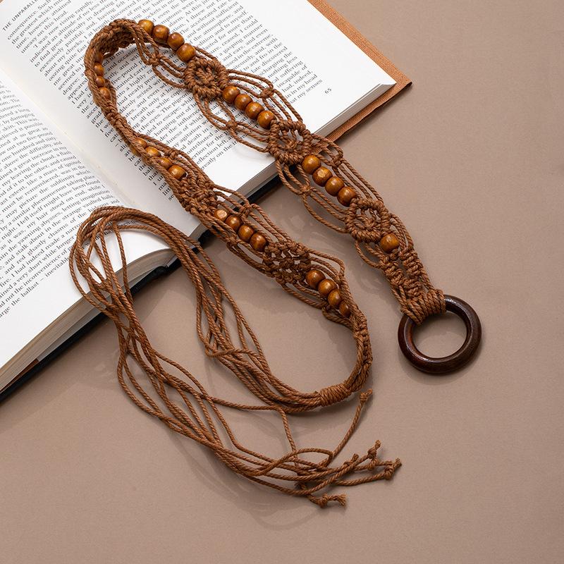 Bohemian Woven Waist Rope Belt Retro Ethnic Decorative Waist Chain For Women, Korean Style Casual Accessory