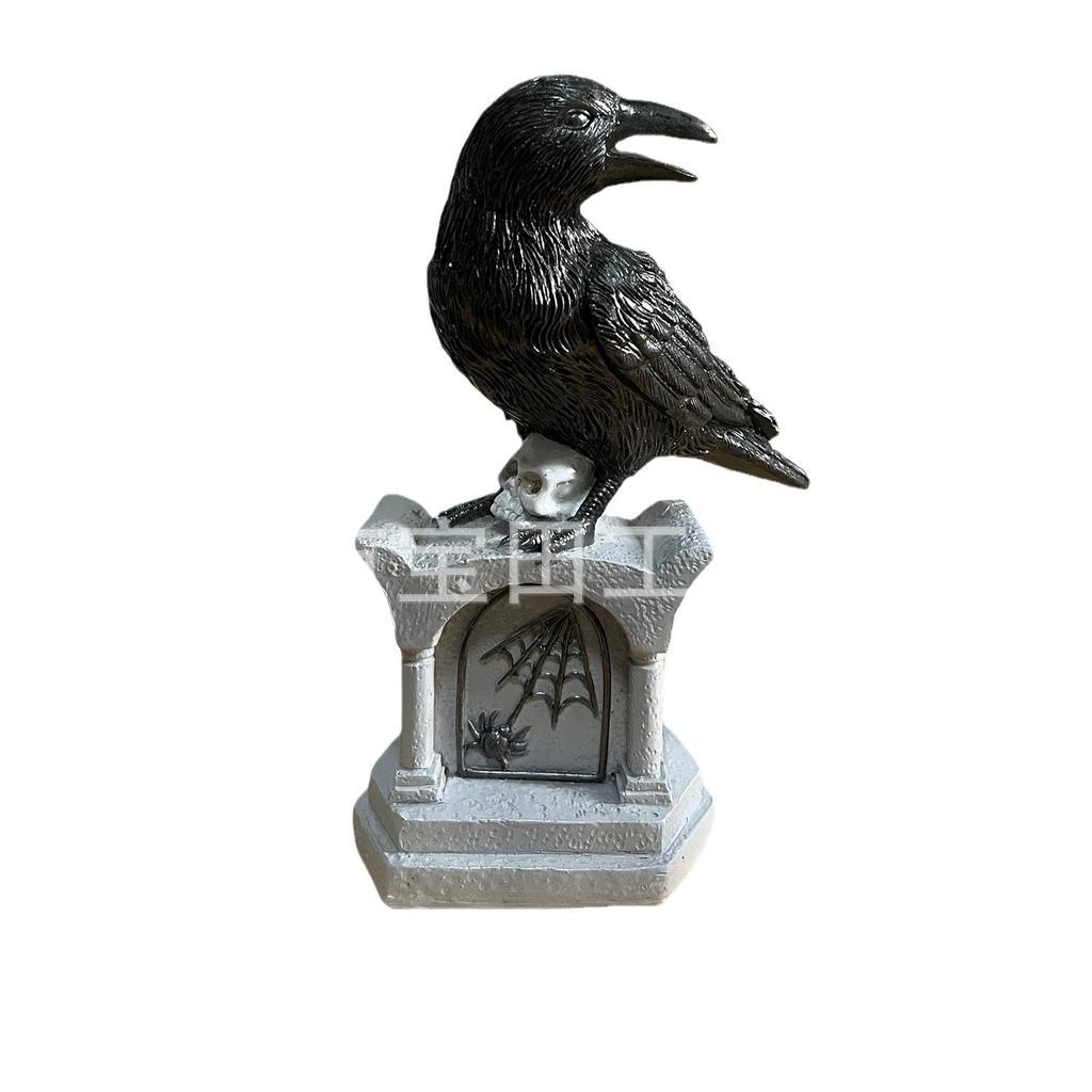Tombstone Crow Resin Crafts Are Suitable for Tabletop Pendulum Courtyard Decoration Garden Atmosphere Layout