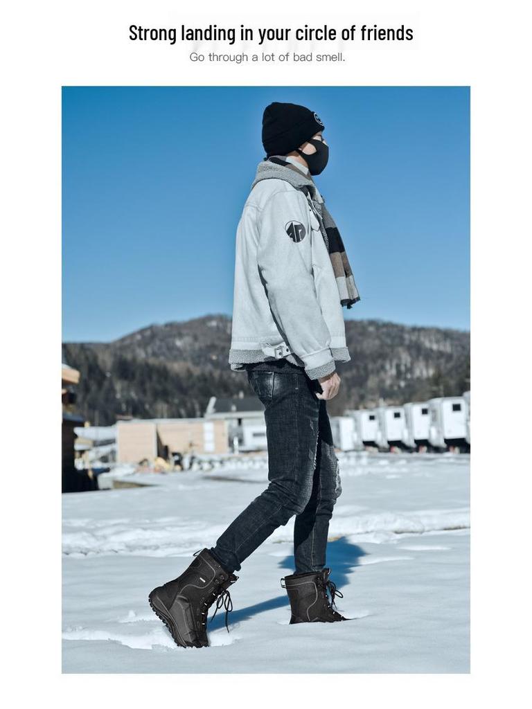 Férfi Szuper Meleg Vízálló Hócsizma: -40°C Hidegálló, Csúszásmentes, Vastag Bársony Szigetelt Téli Cipő