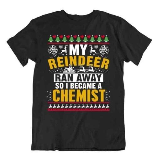 My Reindeer Ran Away Tshirt Chemist T-shirt Funny Comic shirt XL