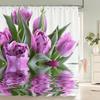 Rurality Fresh Flowers Wall Shower Curtains Bathroom Shower Curtain 3D Fabric Bath Curtain With Hooks Waterproof Bath Screen