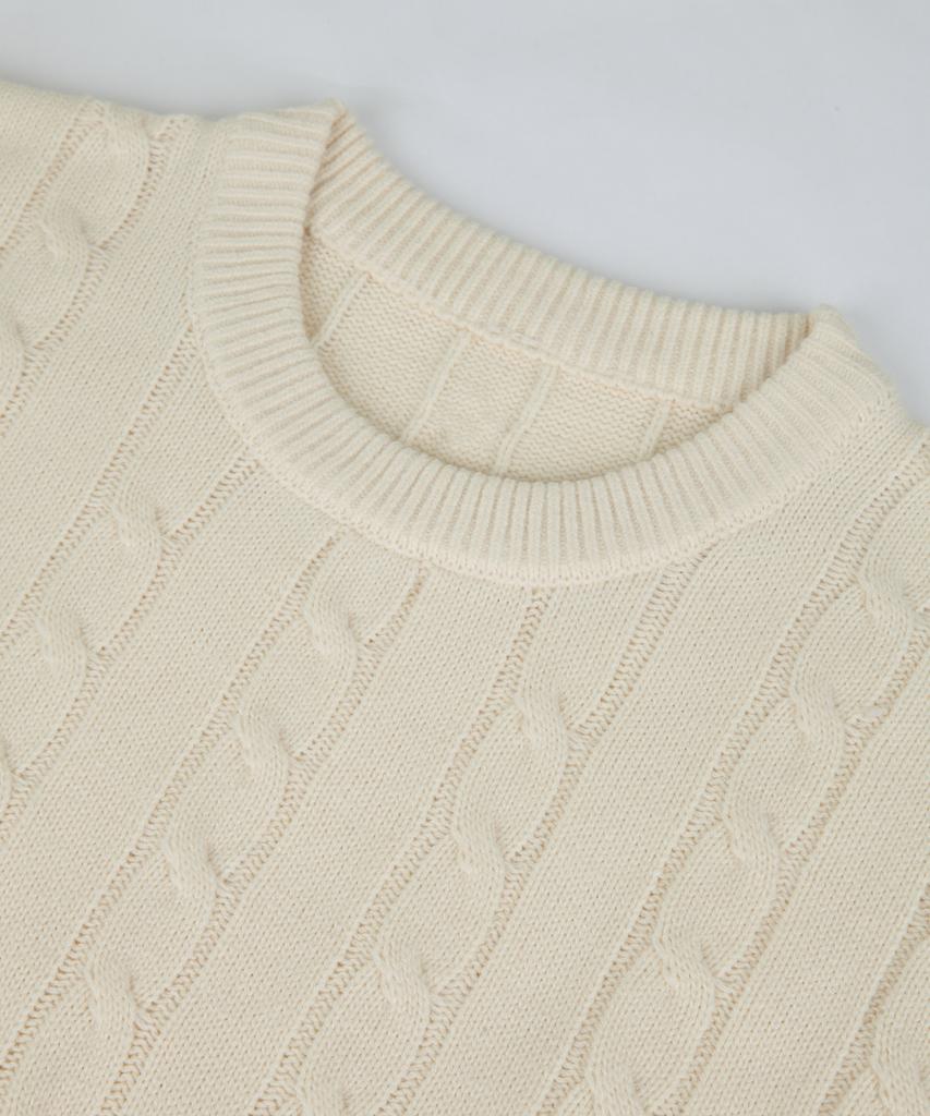 ORIGINALDAY Oversized Round Cable Knit Ivory
