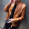 Men's Autumn Winter PU Leather Flight Jacket - Stand Collar, Casual, Trendy Motorcycle Outerwear, Plus Size Available.