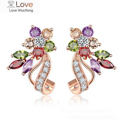 Sweet Inlaid Zircon Jewelry Crystal from Austrian 925 Silver Pin Fashion Temperament Geometric Earrings Fit Women
