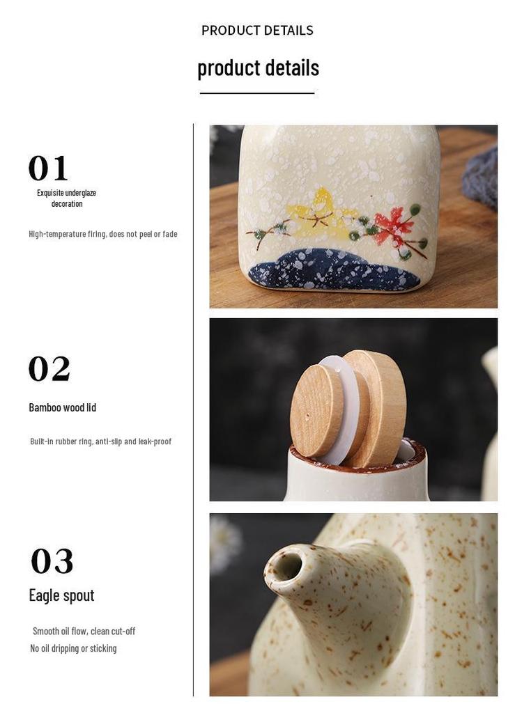 Ceramic Oil and Seasoning Bottle for Noodle Shops