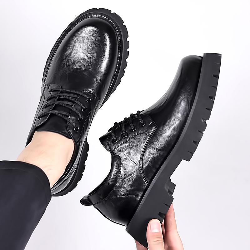 Fashion Platform Genuine Leather Shoes Loafers Shoes Men Thick-soled Wedding Shoes Formal Business Shoes Slip-on Leather Casual Shoes