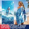 great white shark leaps out of the water polyester microfiber beach towel is highly absorbent, suitable for swimming and beach