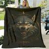Contemporary Reversible Throw Blanket with Wolf  Print AllSeason CartoonThemed NonWoven Polyester Blanket for Office Nap, Home Use, Gift for Family an
