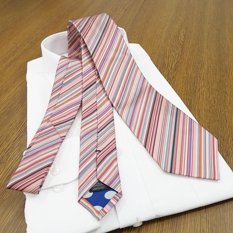 Paul Smith Necktie, 8cm wide, Striped, PinkGray Multi-stripe [Used]