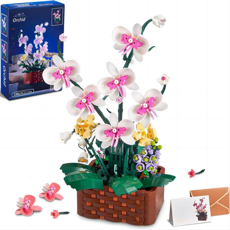 

Moc Orchids Potted Building Blocks Succulents Potted Model Assembly Bricks Girls Gifts Home Decoration Holiday Gifts Kids Toys