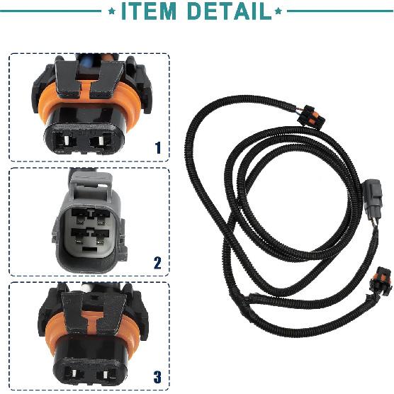 ACROPIX Front Fog Light Lamp Wiring Harness Fit for Ram 1500 - Pack of 1 Black
