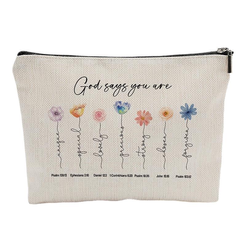God Says You Are Scripture Makeup Bag Christian Mom Gift: Inspirational Bible Verse Cosmetic Bag, Affirmations Gifts, Encouragem