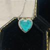 S925 Silver Heart Paraiba Necklace - Women's Layered Clavicle Chain Pendant