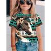 Summer Round Neck 3D Printed Top Fashionable Casual Short Sleeved Children's Girl T-shirts