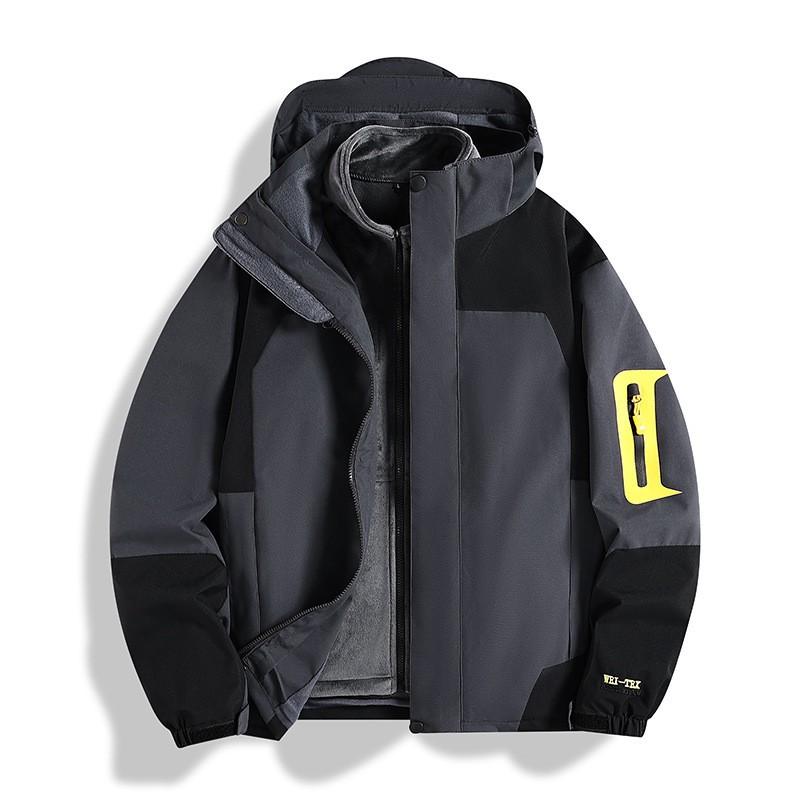 Men Women Winter Waterproof Windproof Hooded 3-in-1 Outdoor Jacket With Removable Fleece Liner Hiking Camping Cycling