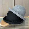 High Quality Daughter Gold Wind Curling Top Hat Women'S French Mesh Bow Basin Hat Wool Retro Warm Bucket Hat