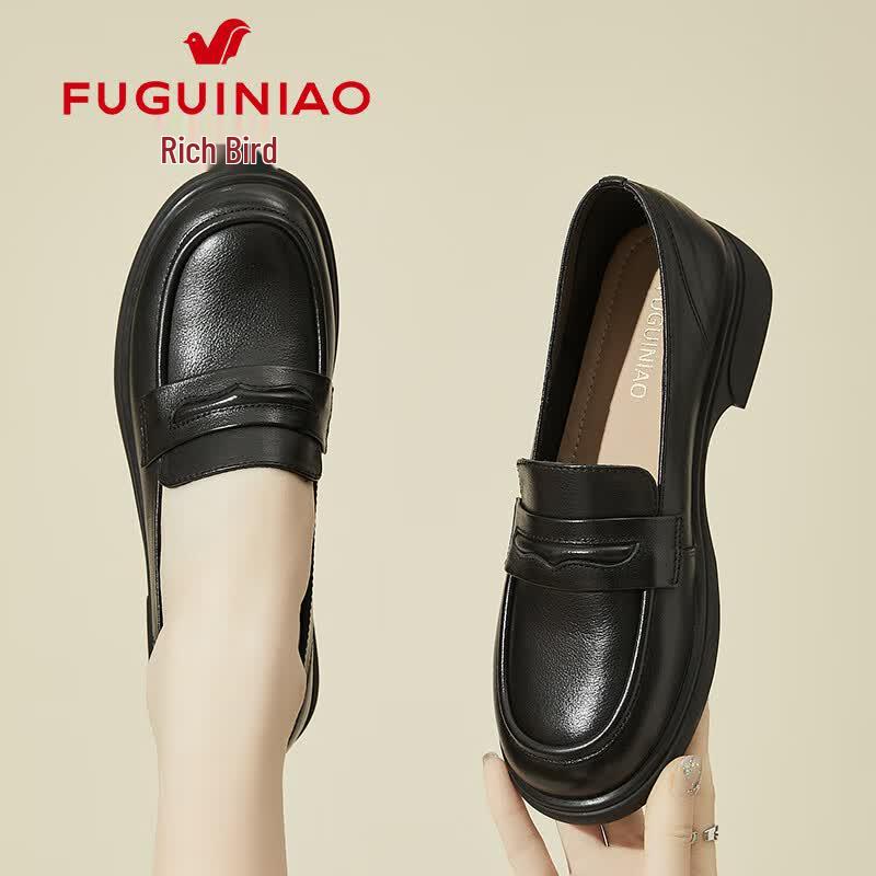 Fuguiniao Women s Slip-On Leather Loafers 38
