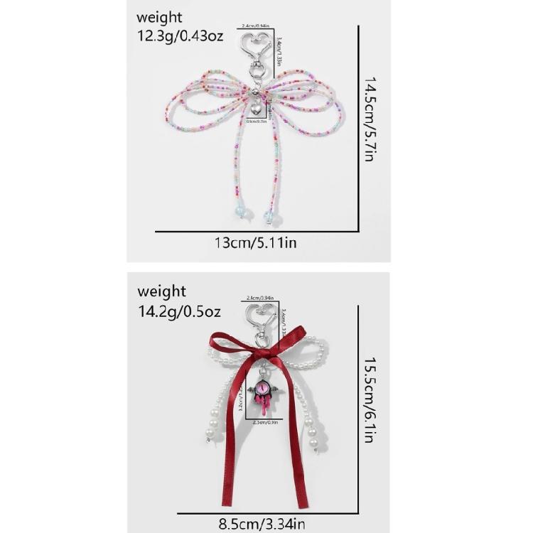 Sweet Ribbon Bowknot Pearls Keychain Charm Fashionable Key Accessory Cuteness Bag Charm Suitable for Keys and Bags