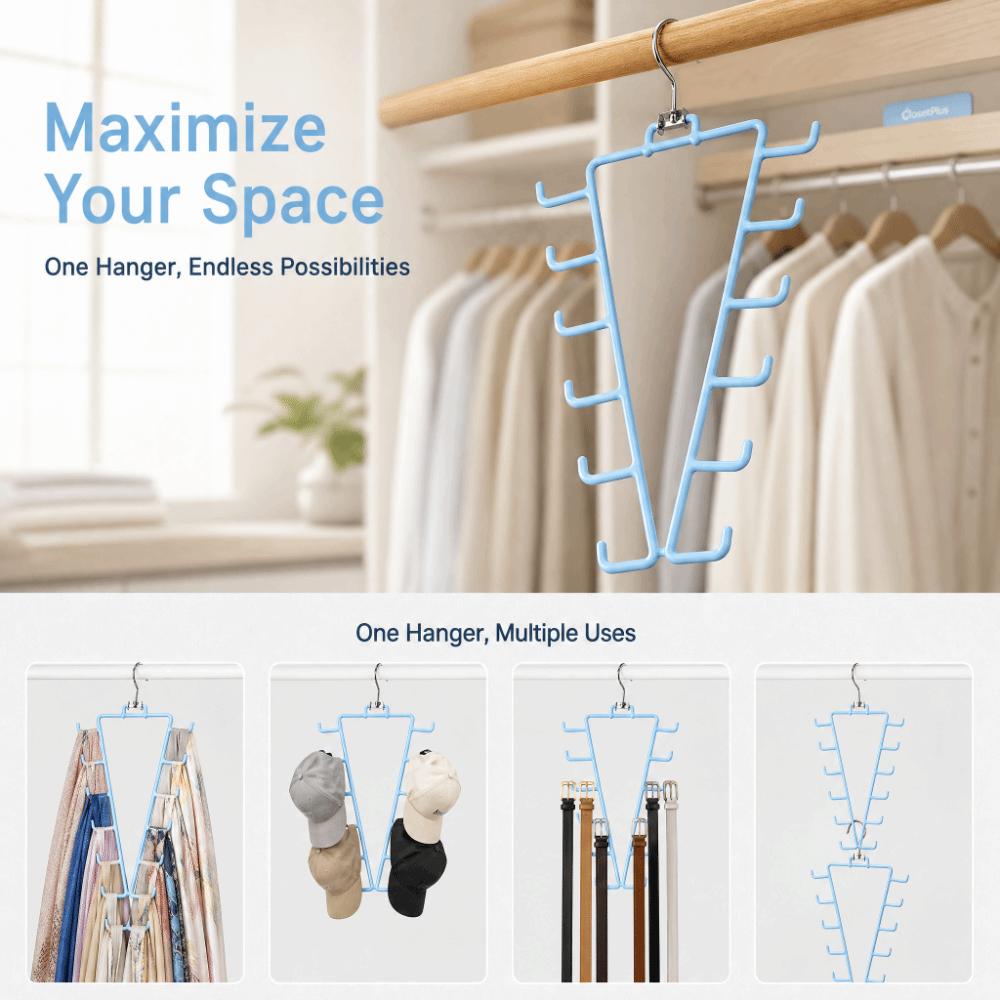 2Pcs 12 Hooks Metal V Shaped Hanger Wall Mounted Laundry Hanger Hat Storage Rack Household