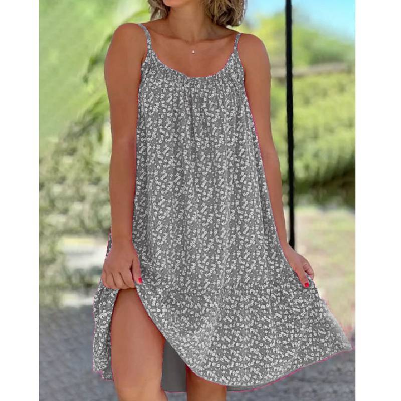 Summer Girl Dress With Watermark Print And Loose Fit For Casual Wear