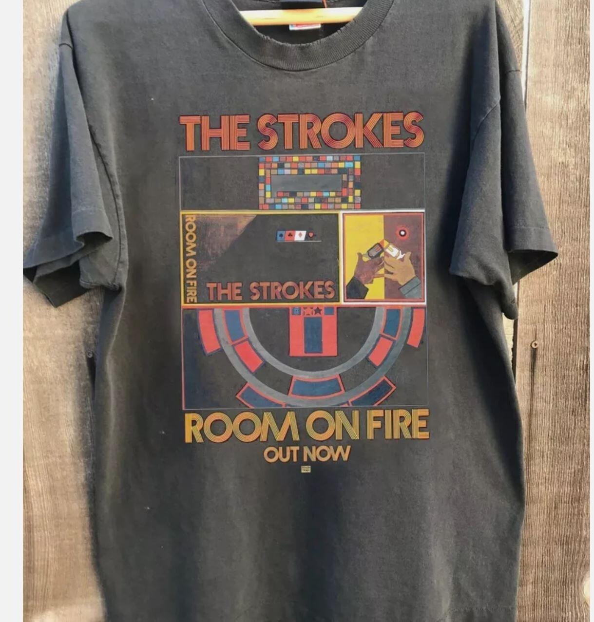 Футболка The Strokes футболка рок-группы ретро футболка классический стиль унисекс футболка древесного угля S