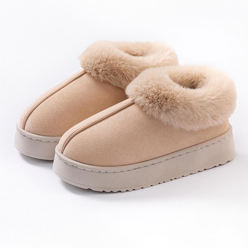 Women's High-Top Cotton Slippers, Winter Non-Slip Indoor/Outdoor, Thick Plush, Full-Wrap, Casual Warm Shoes