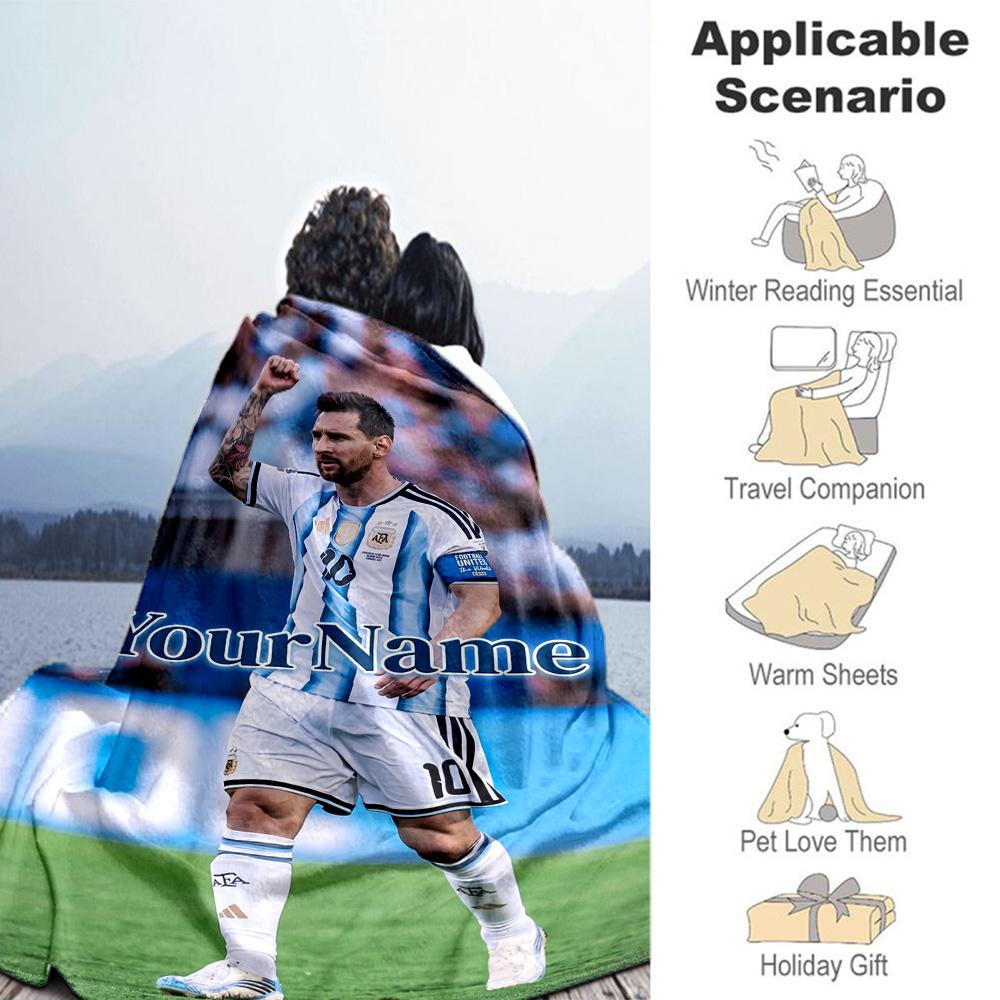 Messi 13 Customize Your Name Blanket Gift Customizable Blanket Soft Warm Cozy Throw For Office Chair Home Decor Couch Bed Four Seasons Universal