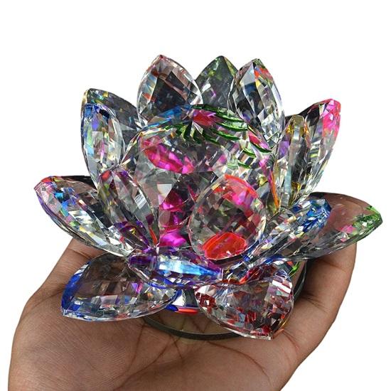 Vastu Feng Shui Transparent Crystal Lotus for Positive Energy A Gift Item for Good Luck Prosperity