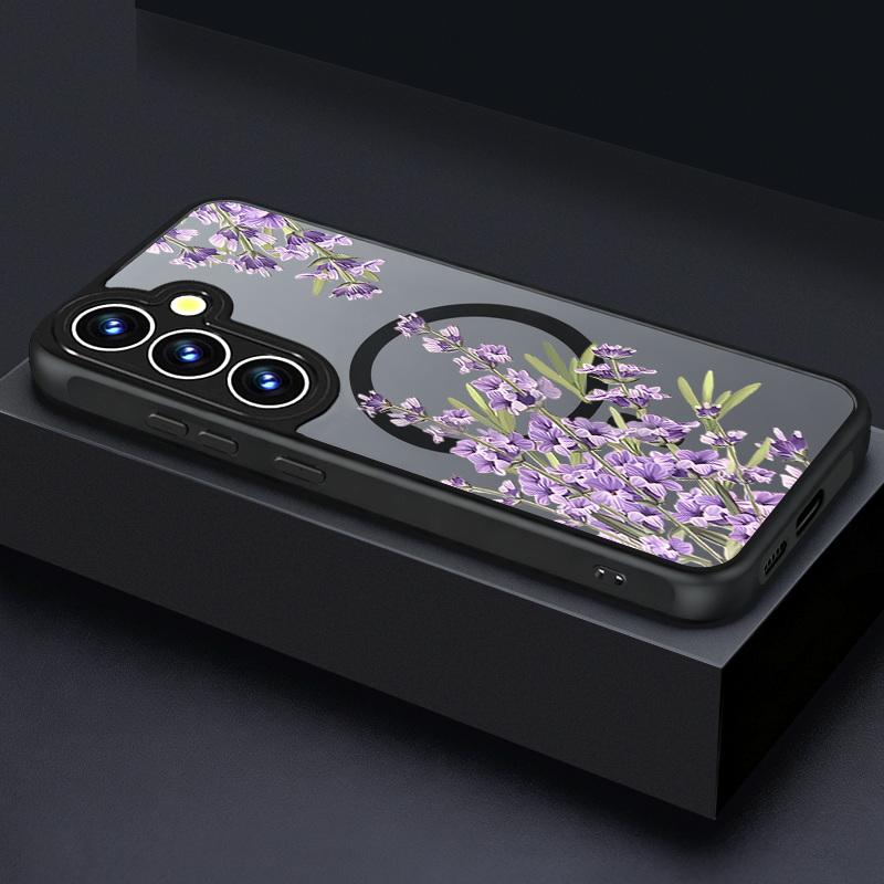 

Pink Flower Printed Magnetic Phone Case For Samsung Galaxy S26 S25 S24 S23 S22 Ultra Plus S25 Edge S24 S23 FE TPU Acrylic Cover Galaxy S22 Ultra 5G