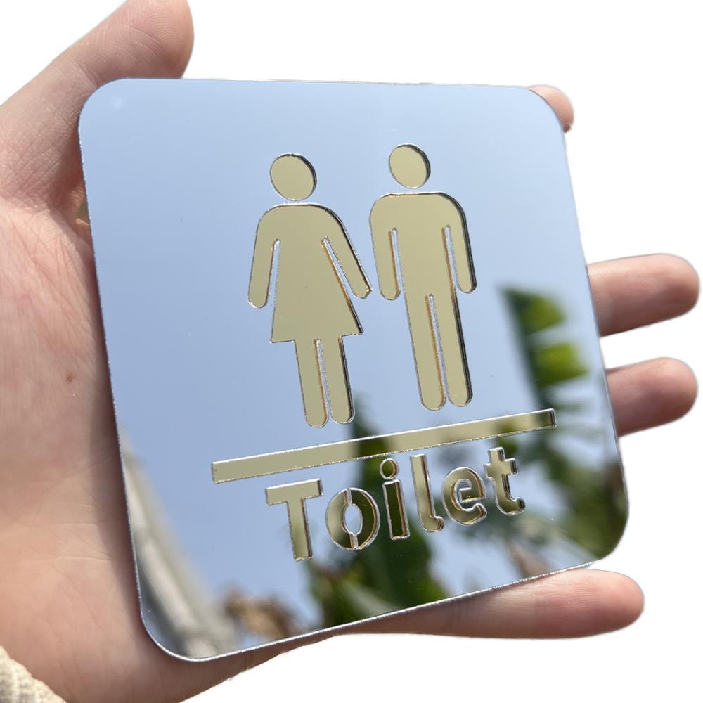 Bathroom Sign Acrylic Mirror Wall Sticker WC Toilet Entrance Signs Self Adhesive Wall Sticker Men Women Door Sticker for Hotel