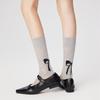 Cute Bowknot Pattern Long Calf Length Socks for Women and Girls Breathable Mesh Ribbed Student Cotton Stockings Hosiery