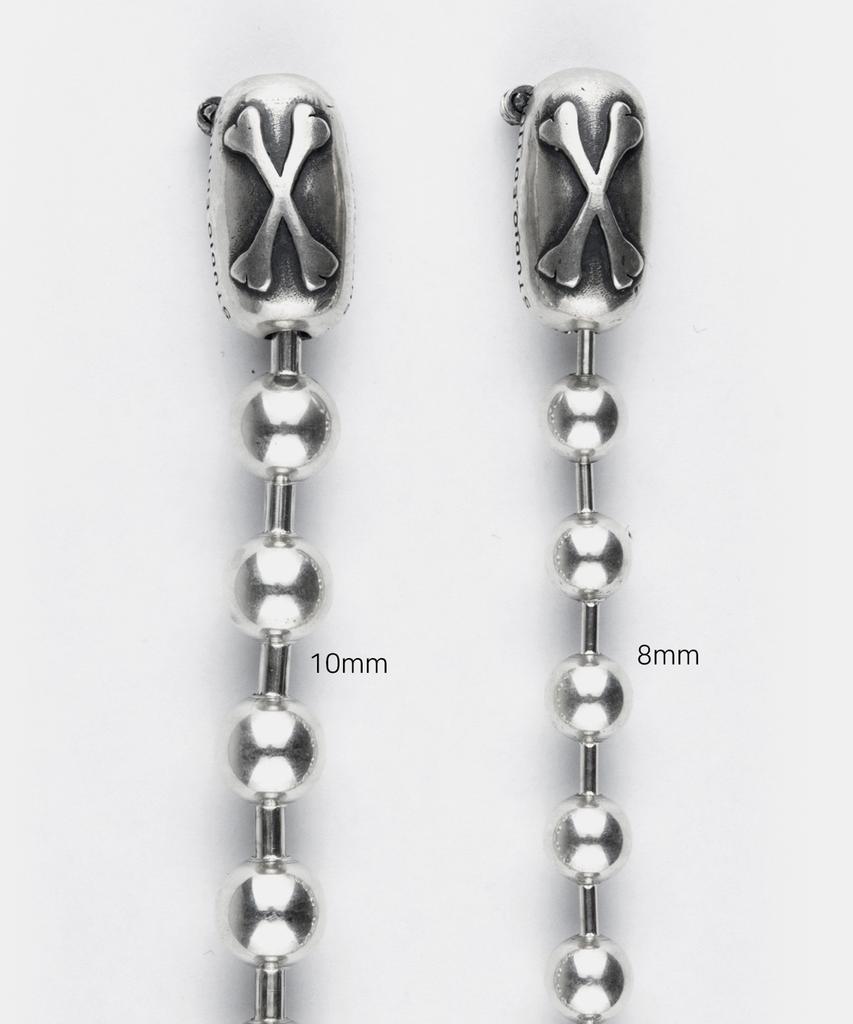 Sheen666 Cross Bone Ball Chain Silver Necklace 8Mm